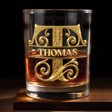 Load image into Gallery viewer, Personalized Custom Whiskey Glass Monogram Gift for Son
