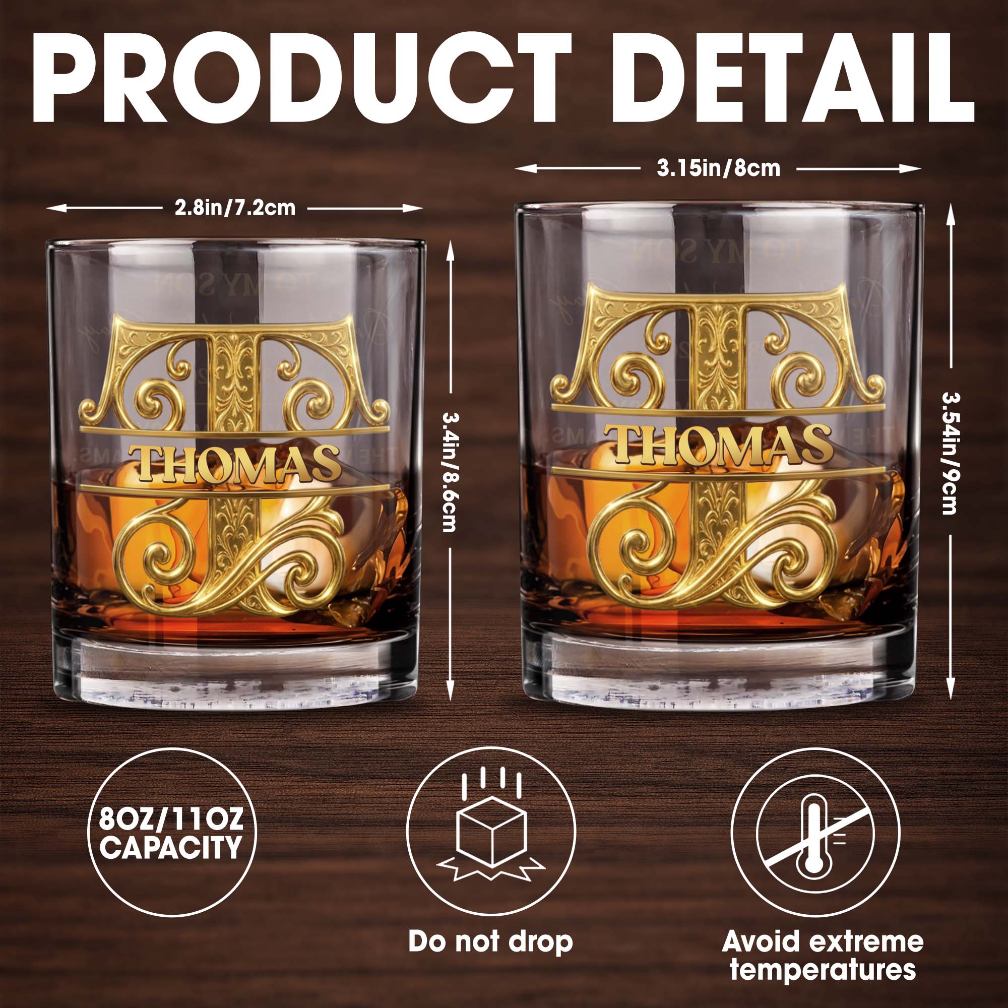 Personalized Custom Whiskey Glass Monogram Gift for Son