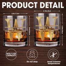 Load image into Gallery viewer, Personalized 3D Golden Monogram Whiskey Glass Custom Gift for Son
