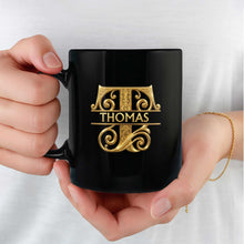 Load image into Gallery viewer, Personalized Black Mug Custom Initials Gift for Son
