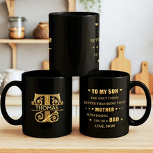 Load image into Gallery viewer, Personalized Black Mug Custom Initials Gift for Son
