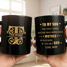 Load image into Gallery viewer, Personalized Black Mug Custom Initials Gift for Son
