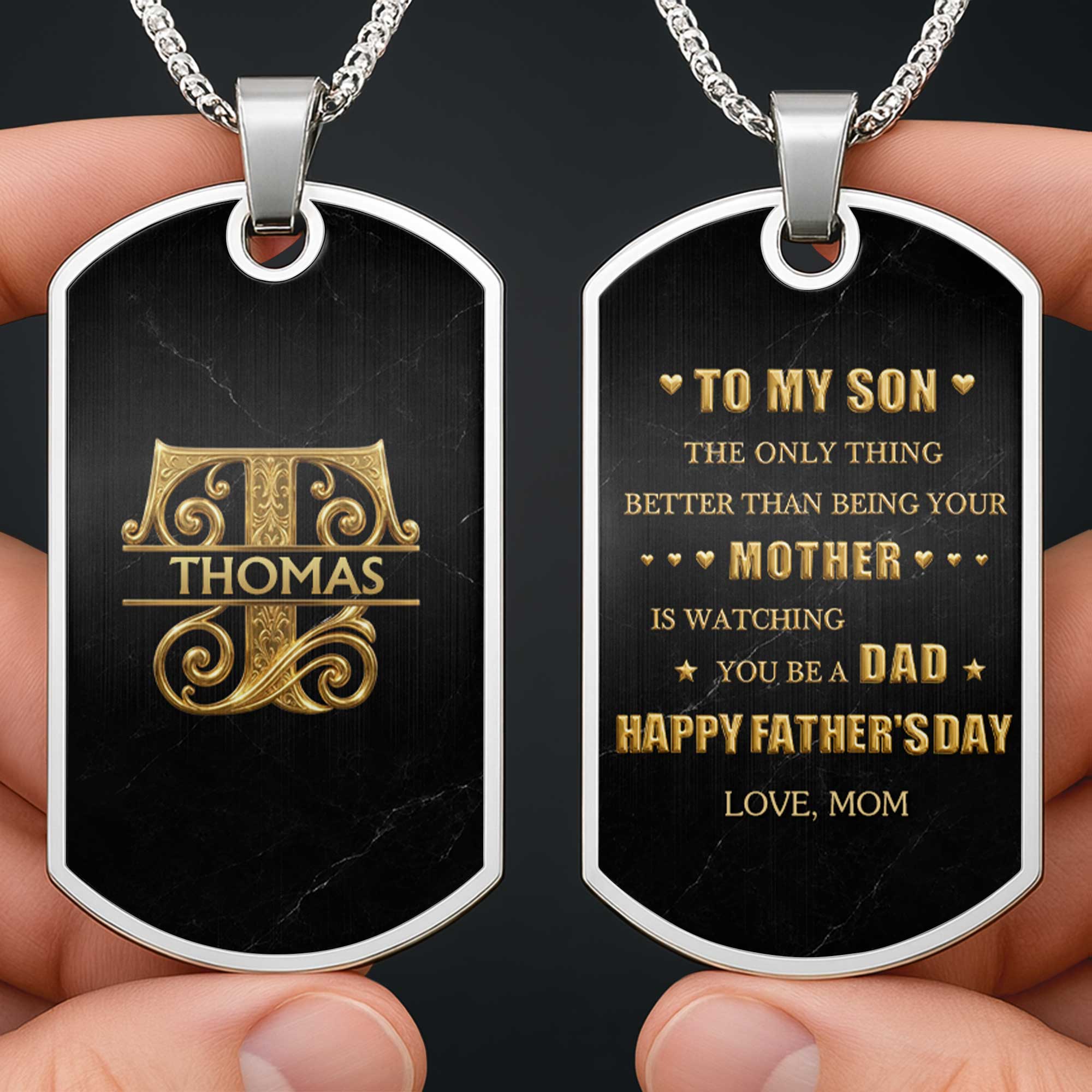 Personalized Dog Tag Necklace Custom Name Gift for Son