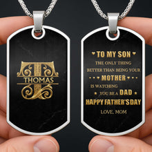 Load image into Gallery viewer, Personalized Dog Tag Necklace Custom Name Gift for Son
