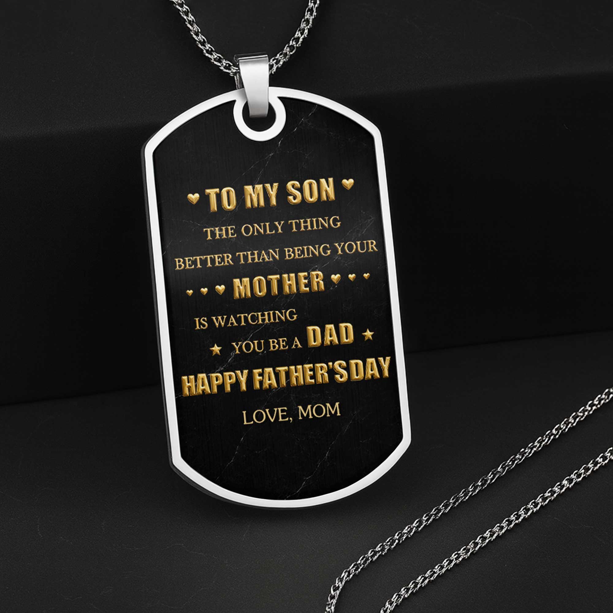 Personalized Dog Tag Necklace Custom Name Gift for Son