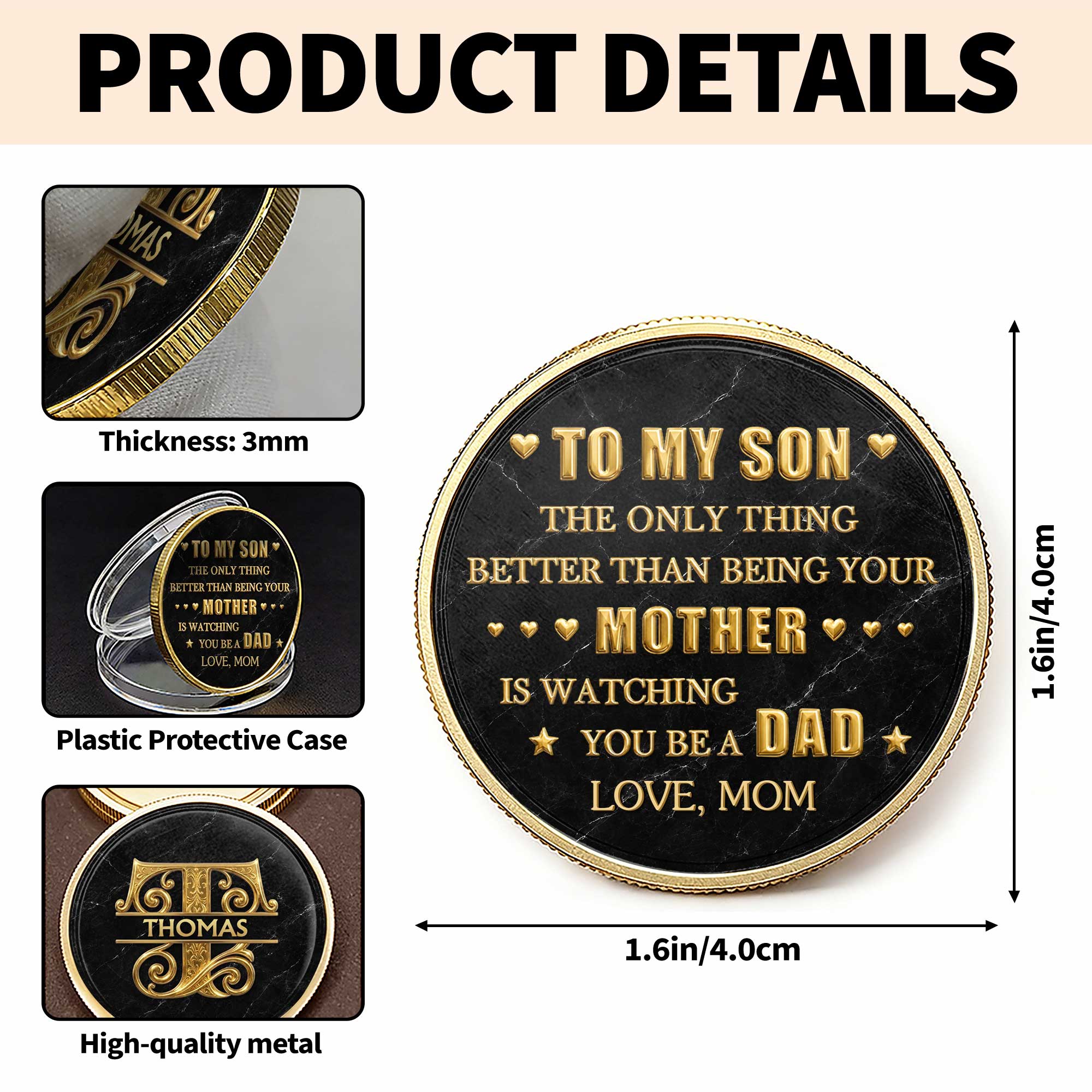 Personalized Commemorative Coin Custom Keepsake Gift for Son