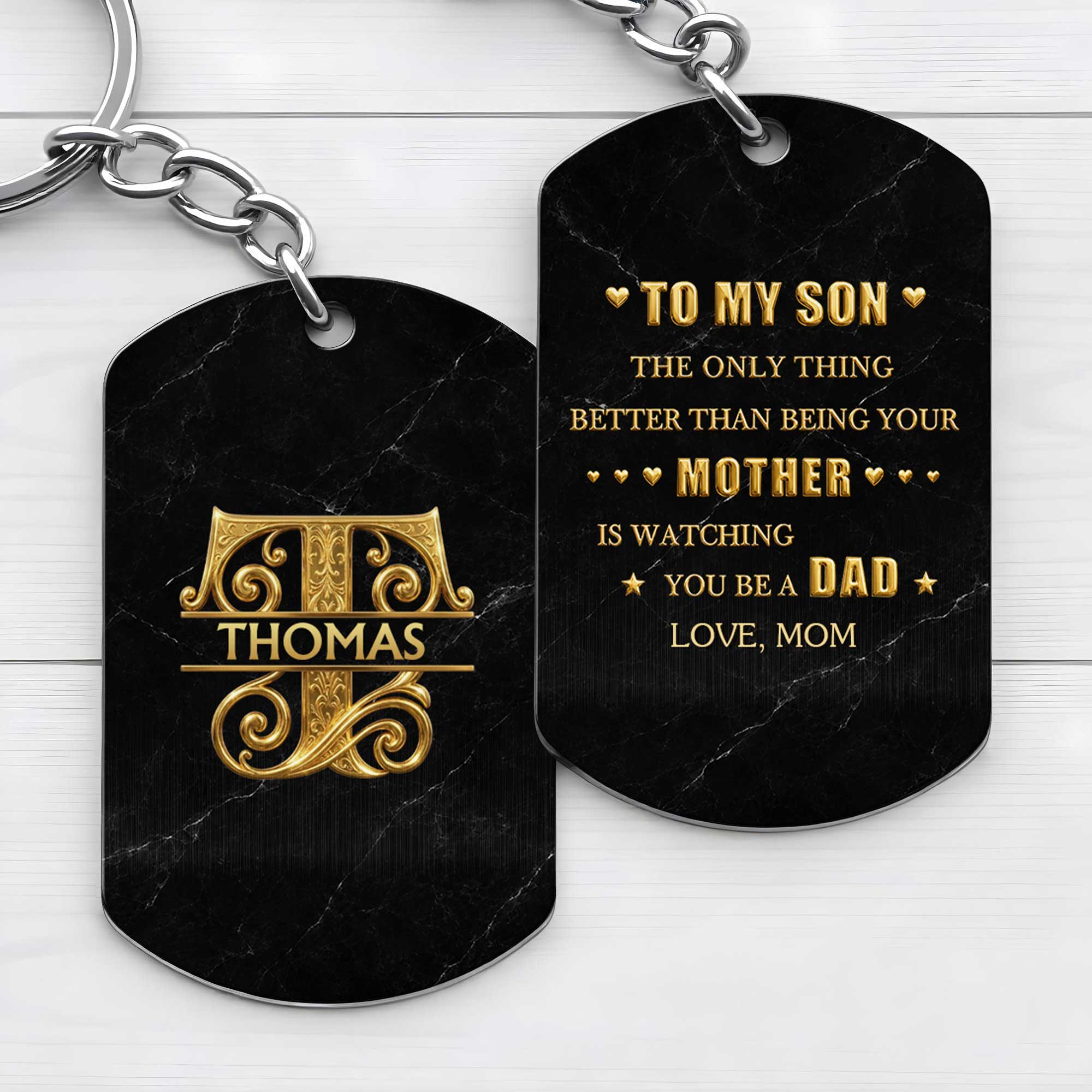 Personalized Stainless Steel Keychain for Son Custom Engraved Gift