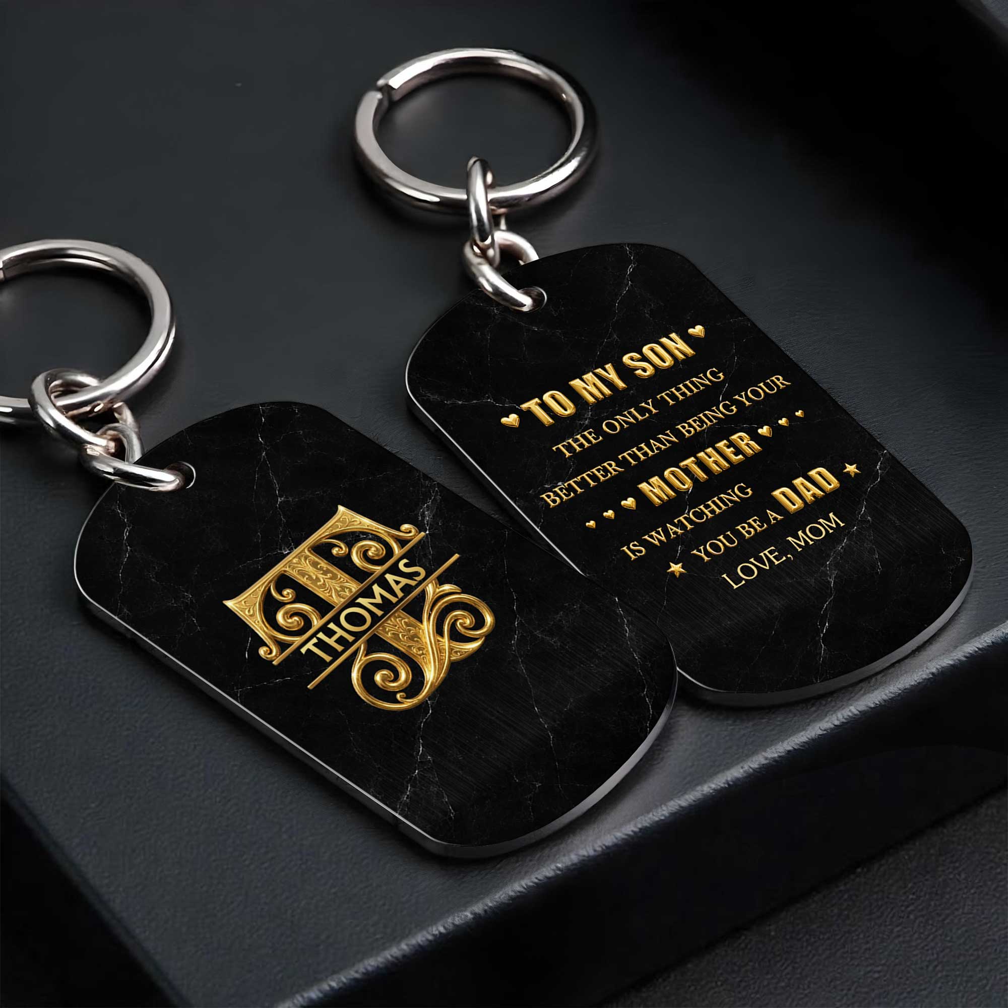 Personalized Stainless Steel Keychain for Son Custom Engraved Gift