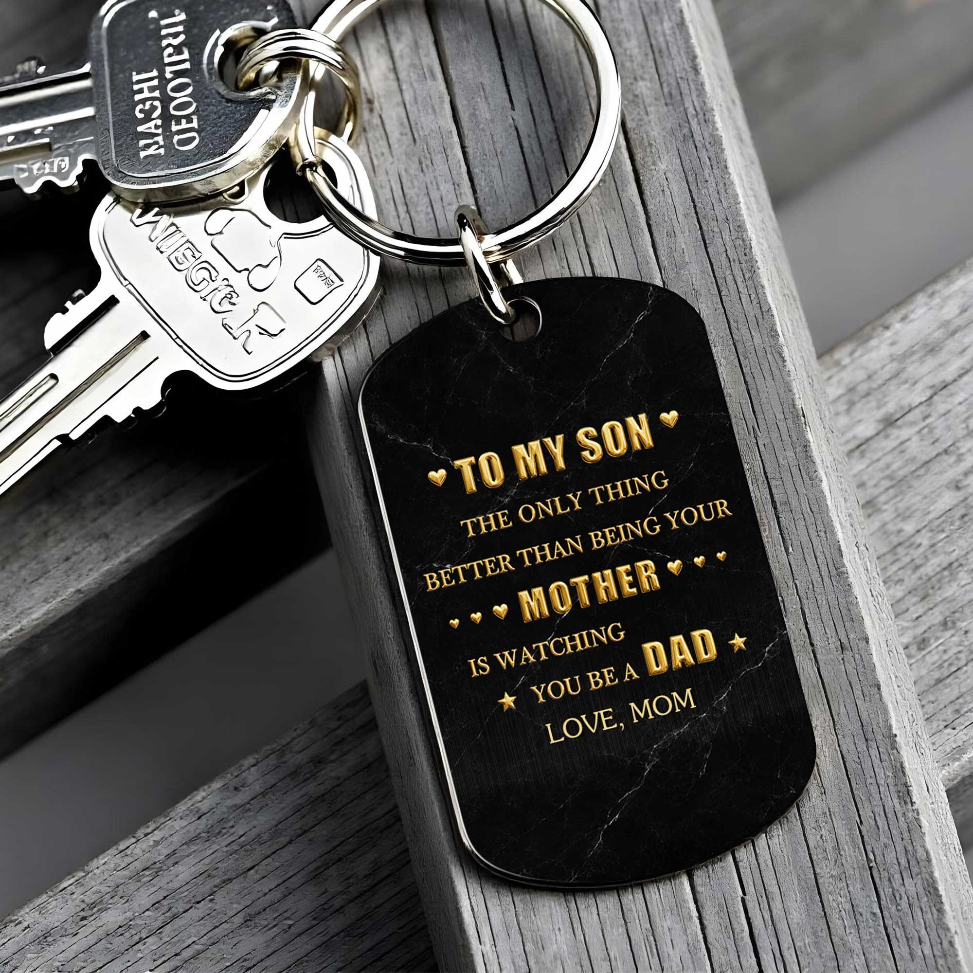 Personalized Stainless Steel Keychain for Son Custom Engraved Gift