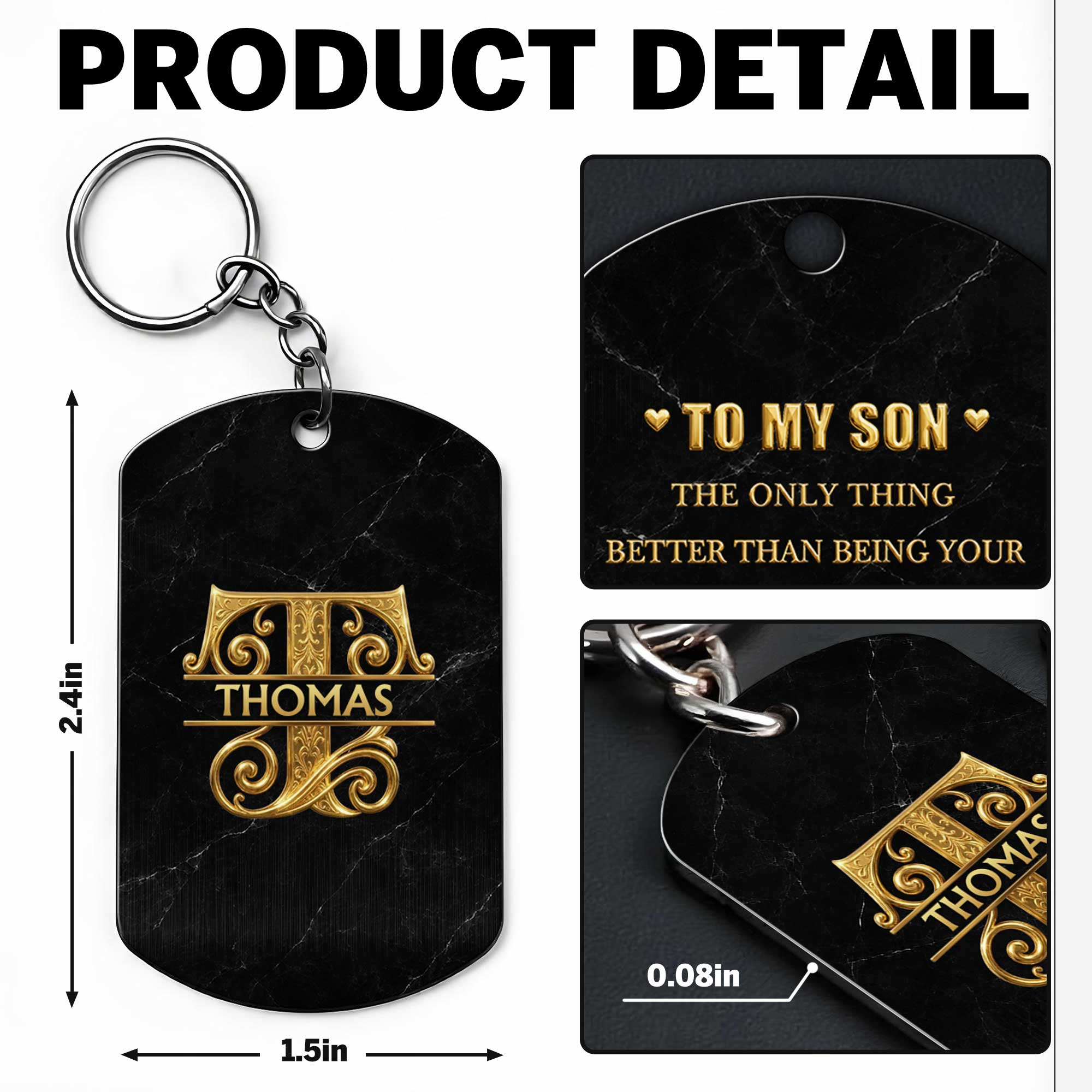 Personalized Stainless Steel Keychain for Son Custom Engraved Gift