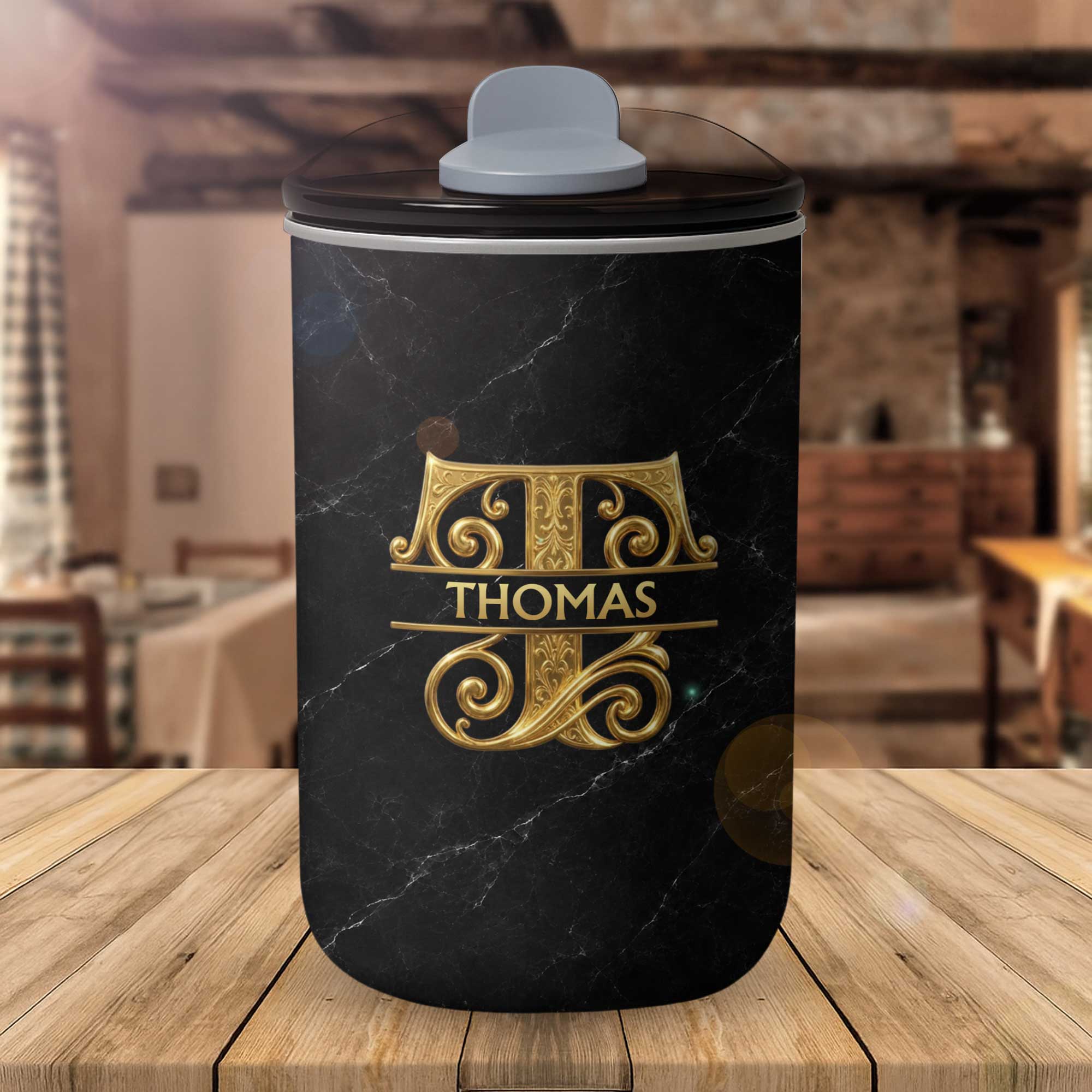 Personalized 10oz Black Marble Tumbler Custom Initial Gift for Dad