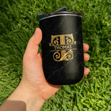 Load image into Gallery viewer, Personalized 10oz Black Marble Tumbler Custom Initial Gift for Dad
