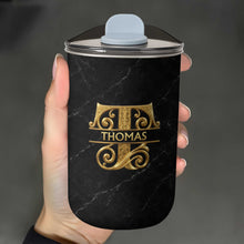 Load image into Gallery viewer, Personalized 10oz Black Marble Tumbler Custom Initial Gift for Dad
