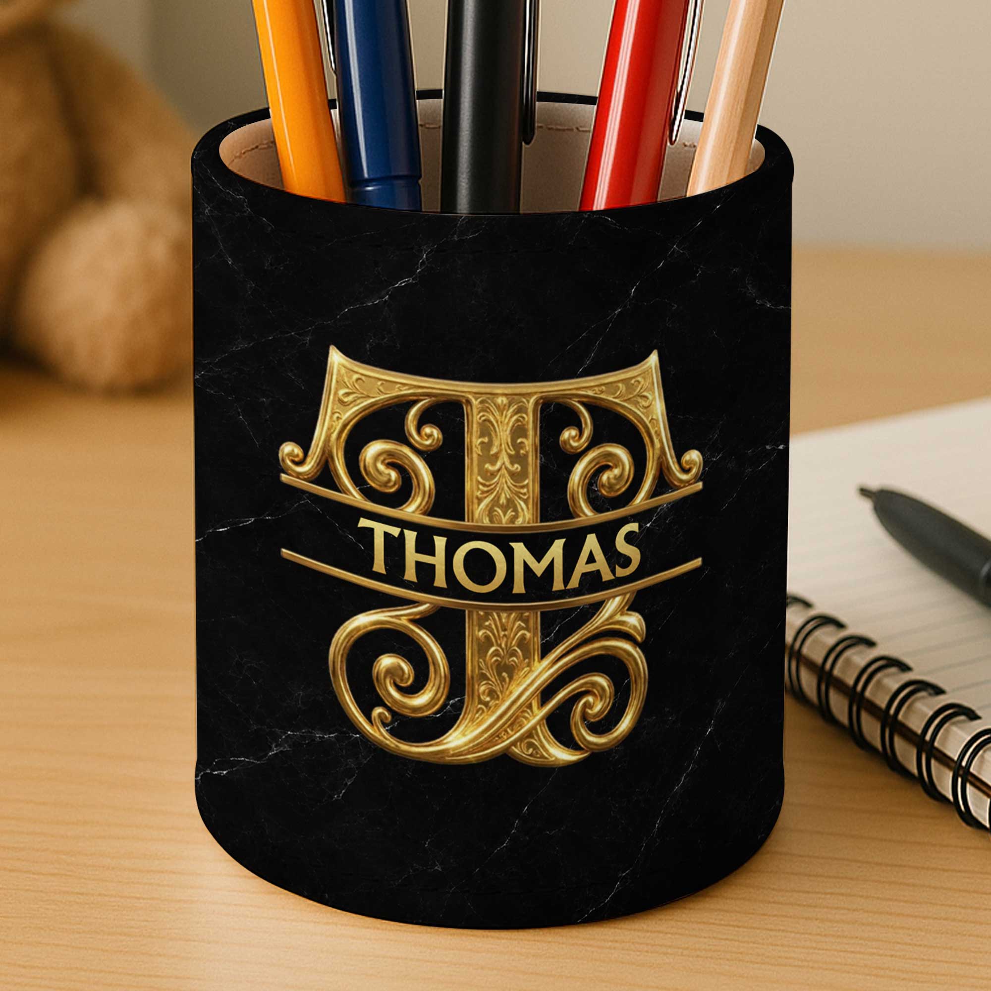 Personalized Leather Pen Holder Custom Name Gift for Dad