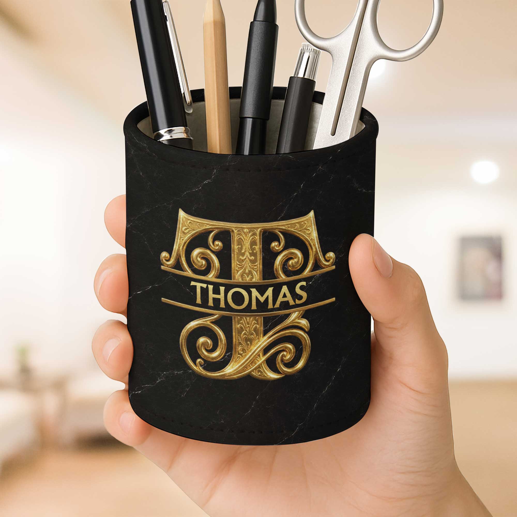 Personalized Leather Pen Holder Custom Name Gift for Dad