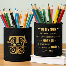 Load image into Gallery viewer, Personalized Leather Pen Holder Custom Name Gift for Dad
