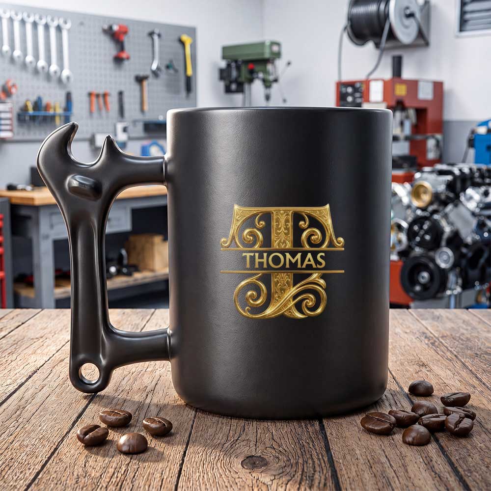 Personalized Wrench Handle Coffee Mug Custom Name Gift for Son