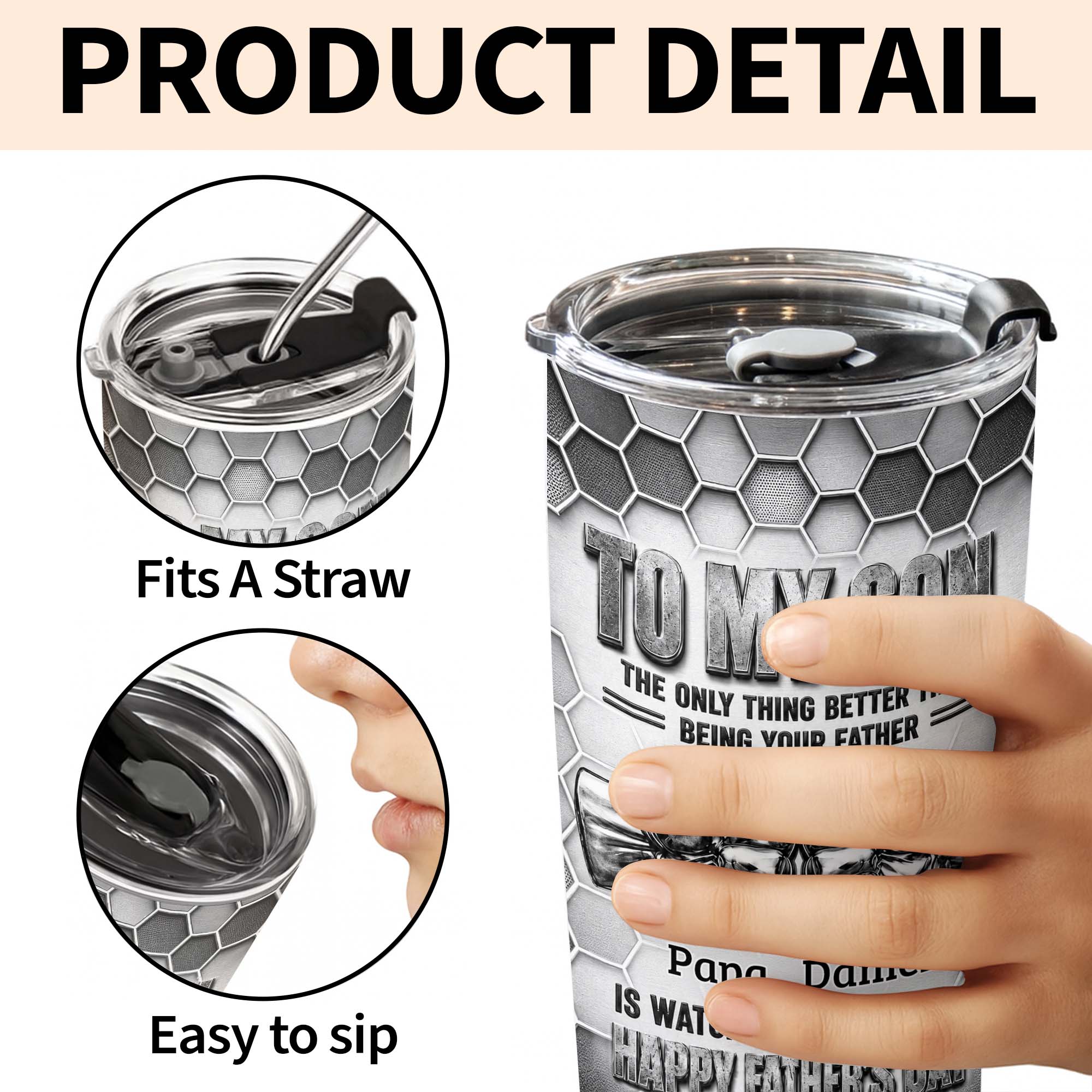 Personalized 20oz Stainless Steel Tumbler Gift for Son - Father's Day
