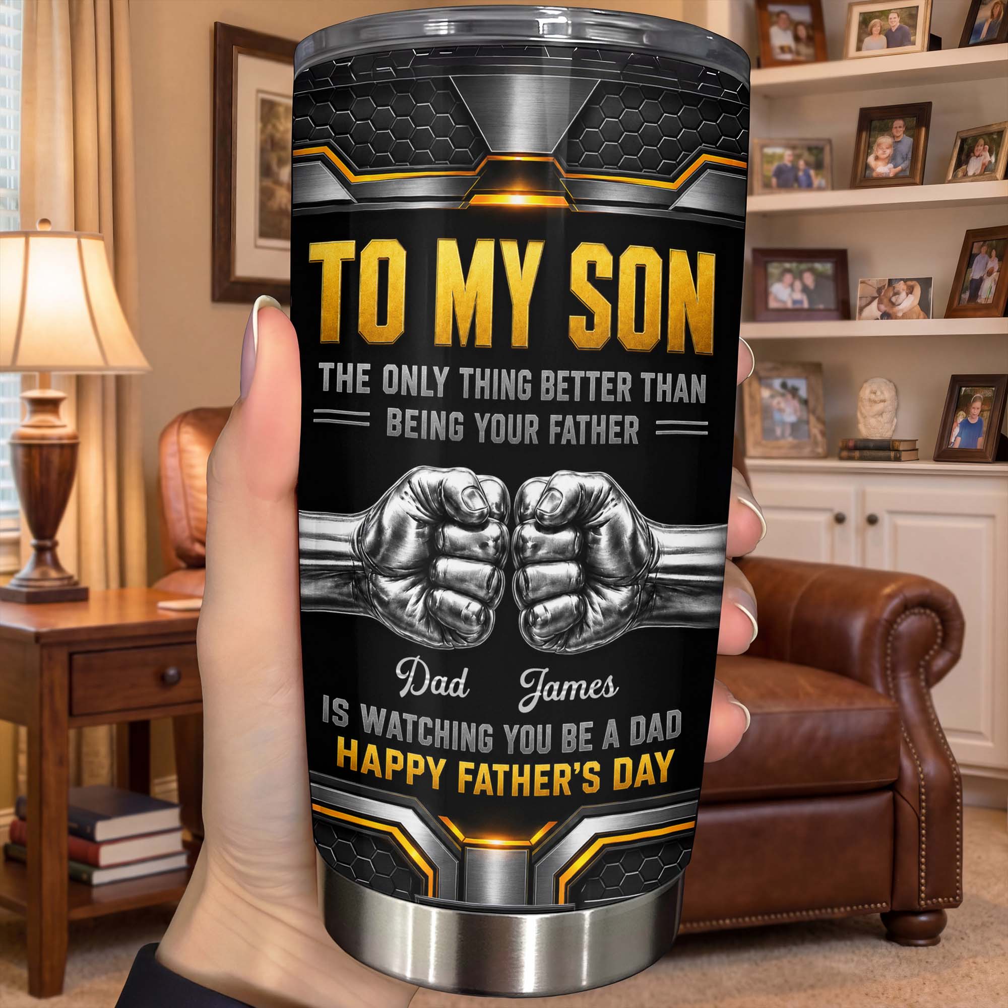 Personalized Stainless Steel Tumbler for Son - Custom 20oz Gift Idea for Father's Day