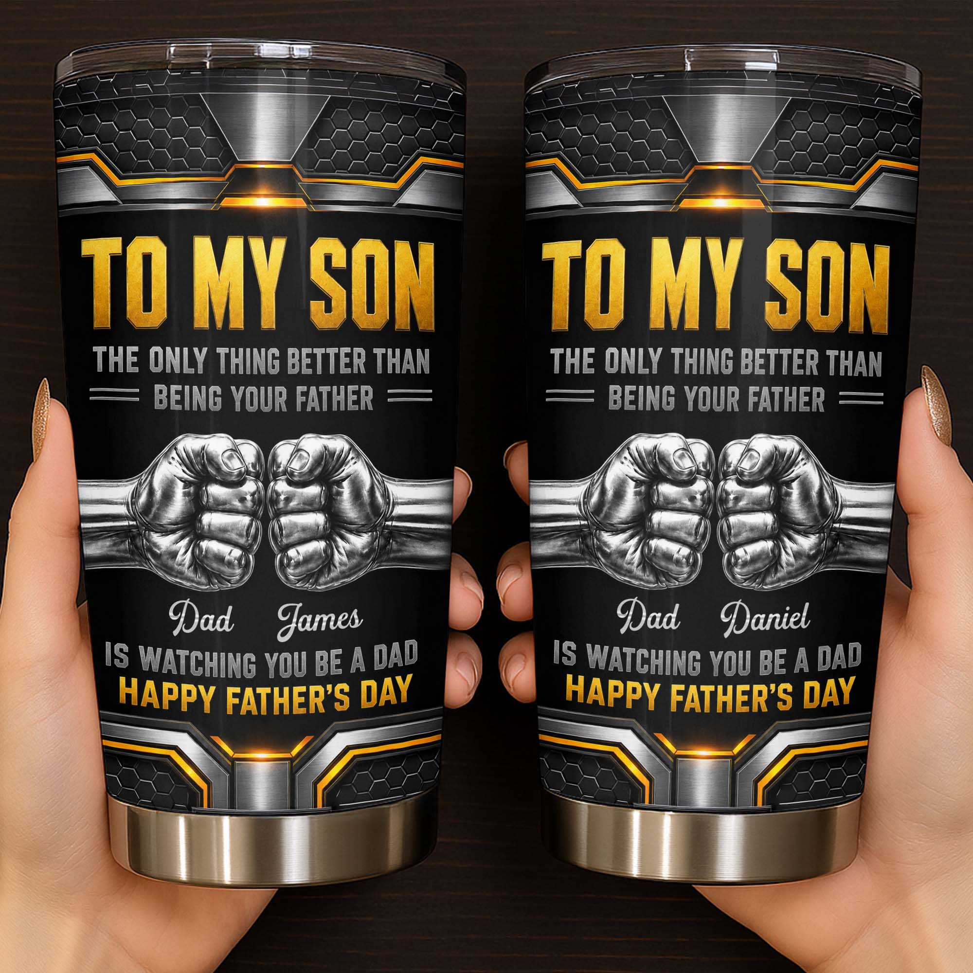 Personalized Stainless Steel Tumbler for Son - Custom 20oz Gift Idea for Father's Day