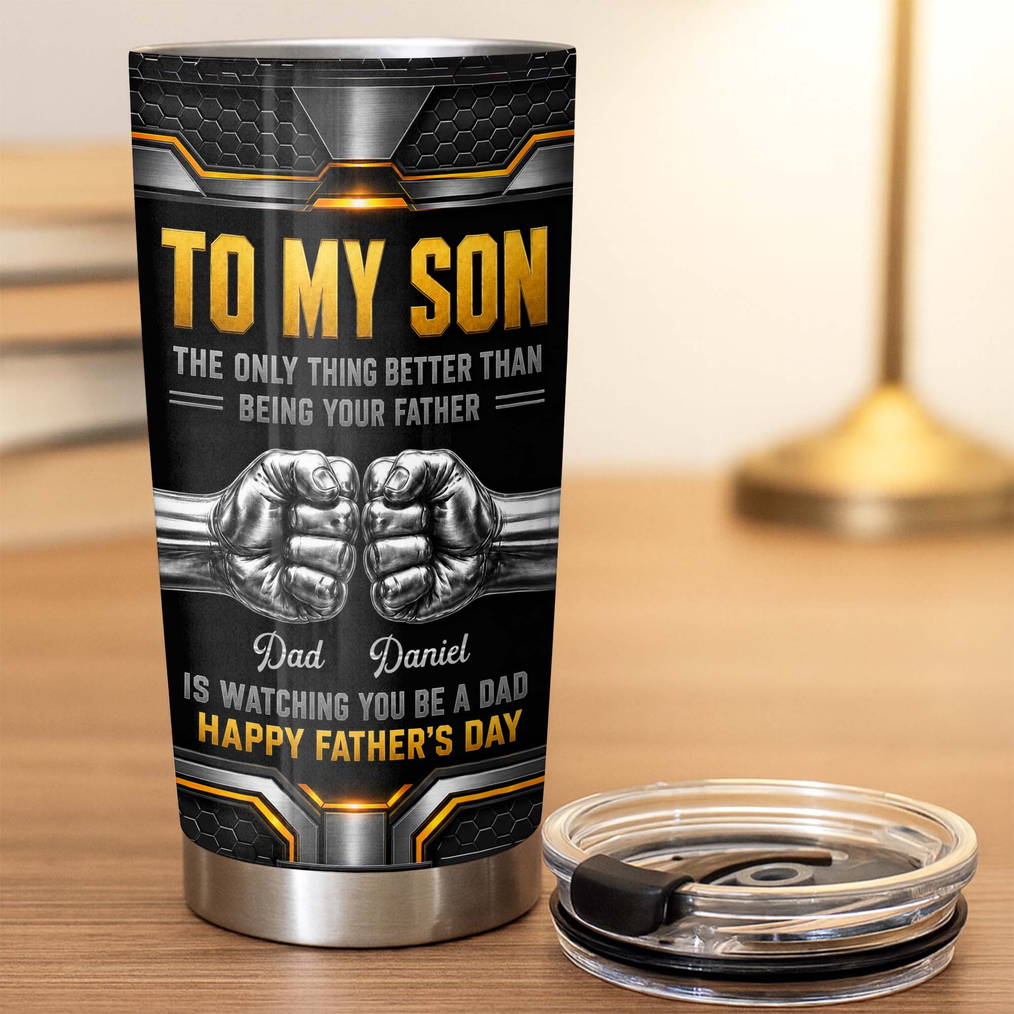 Personalized Stainless Steel Tumbler for Son - Custom 20oz Gift Idea for Father's Day