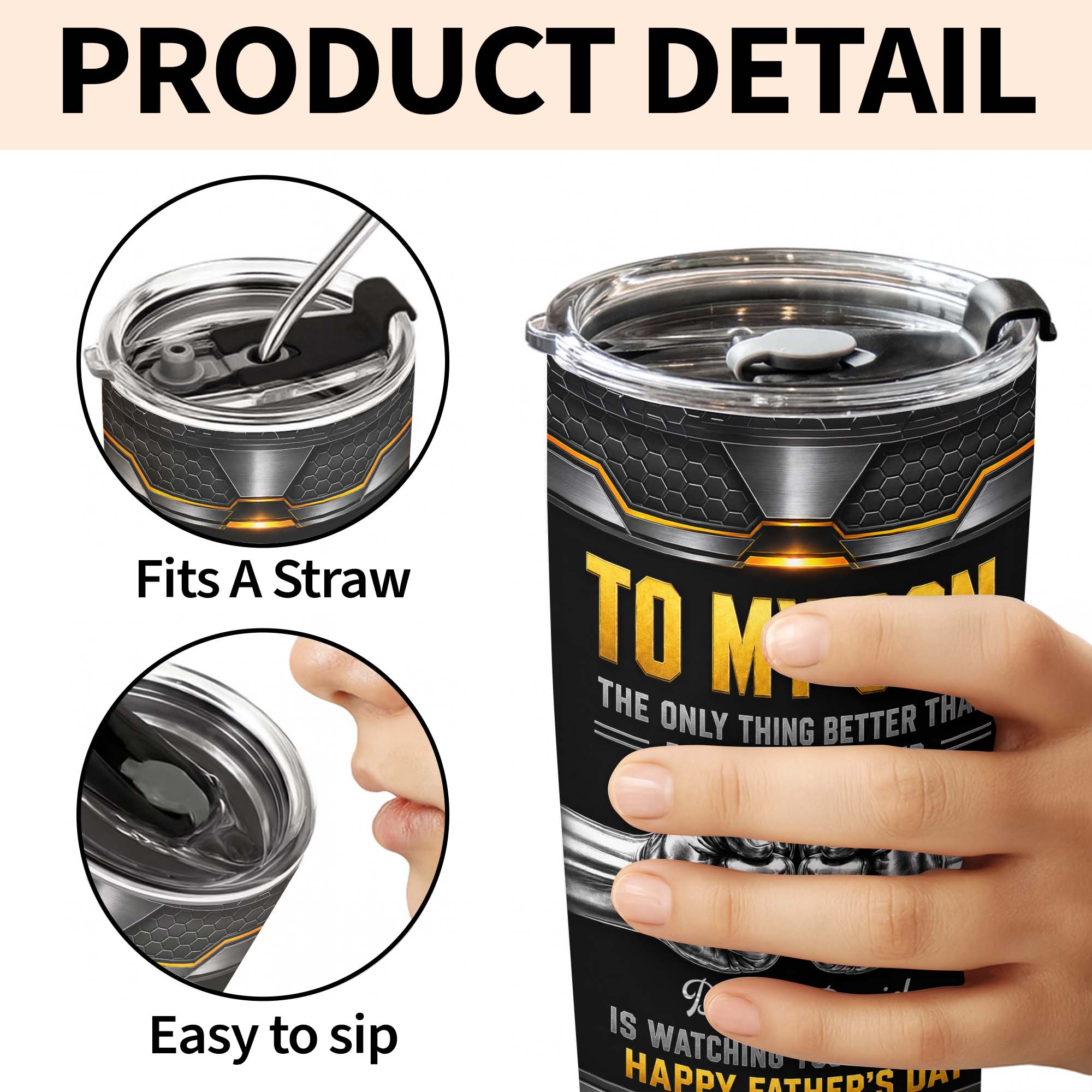 Personalized Stainless Steel Tumbler for Son - Custom 20oz Gift Idea for Father's Day