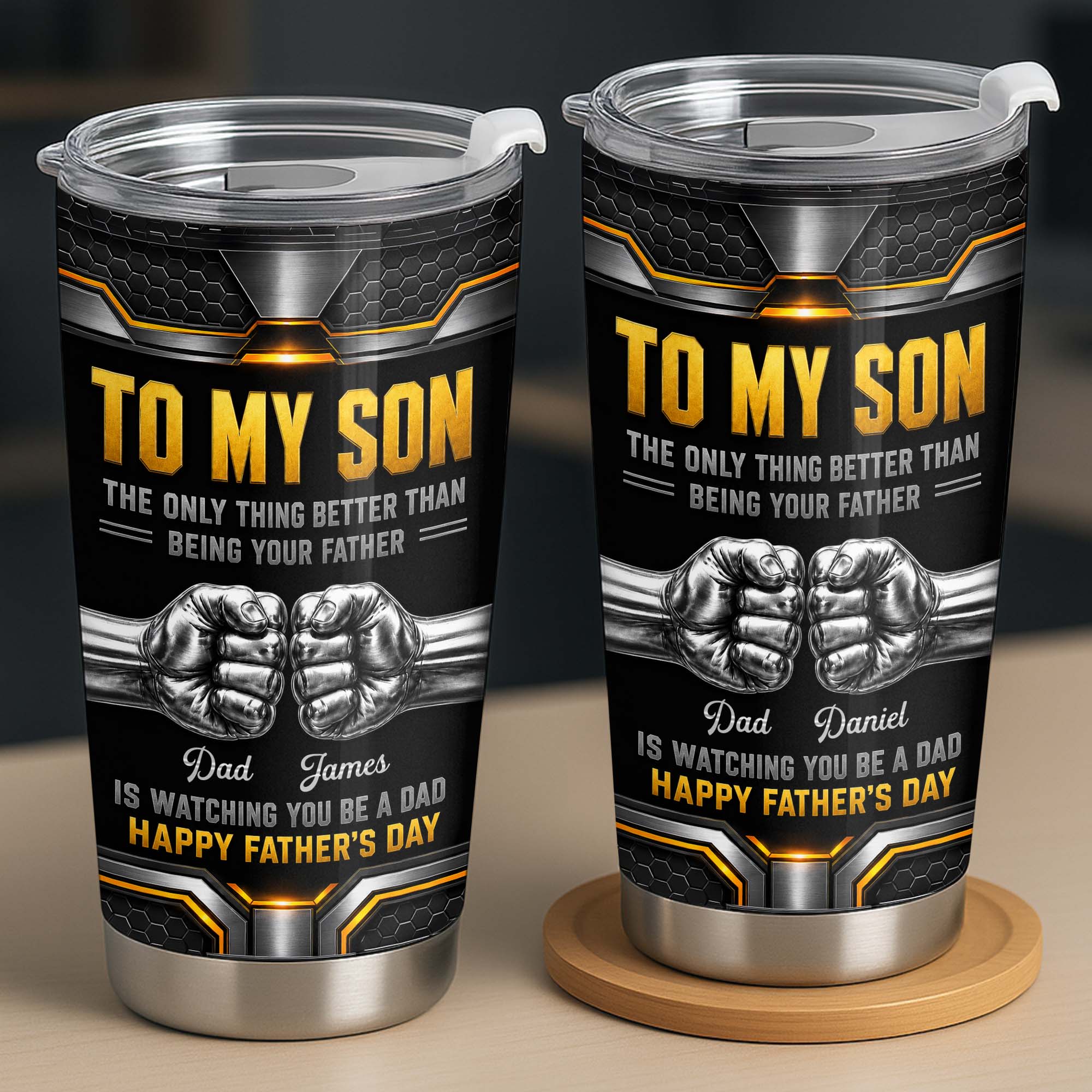 Personalized Stainless Steel Tumbler for Son - Custom 20oz Gift Idea for Father's Day