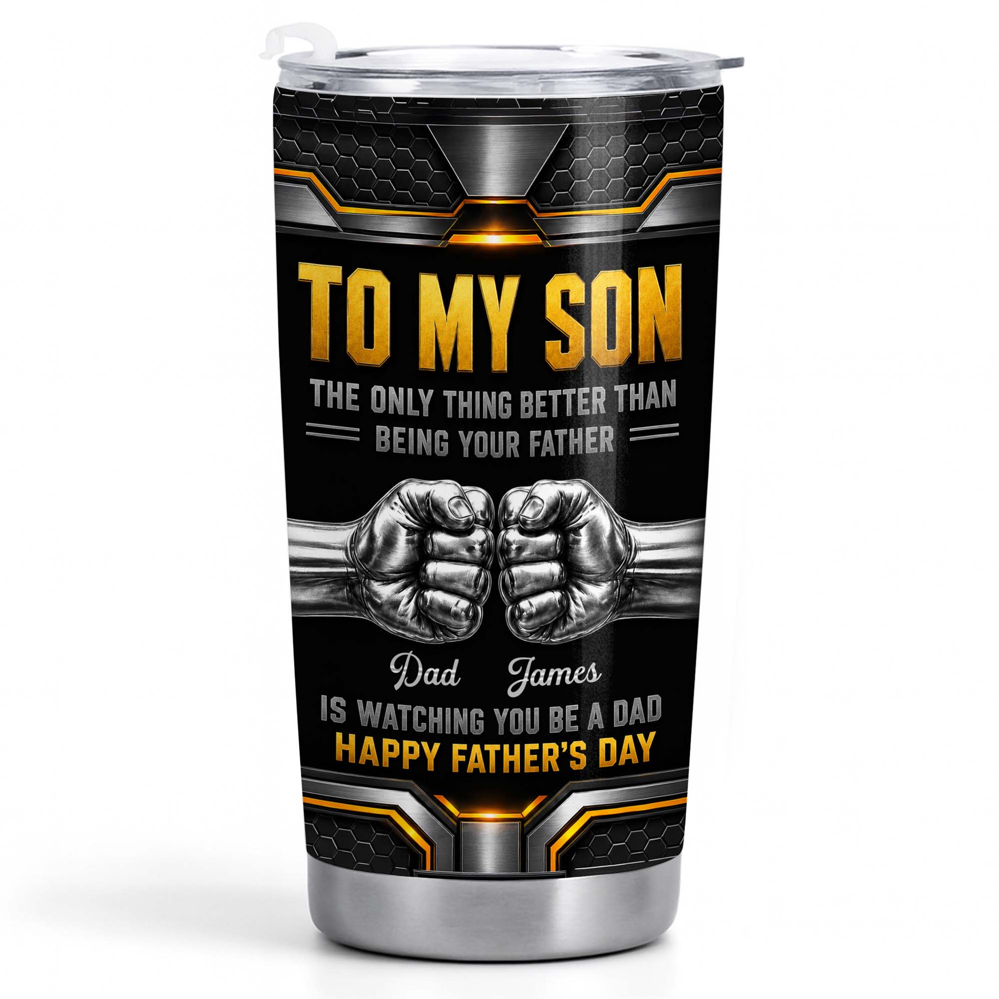 Personalized Stainless Steel Tumbler for Son - Custom 20oz Gift Idea for Father's Day