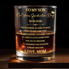 Load image into Gallery viewer, Personalized Whiskey Glass Custom Name Graduation Gift for Son

