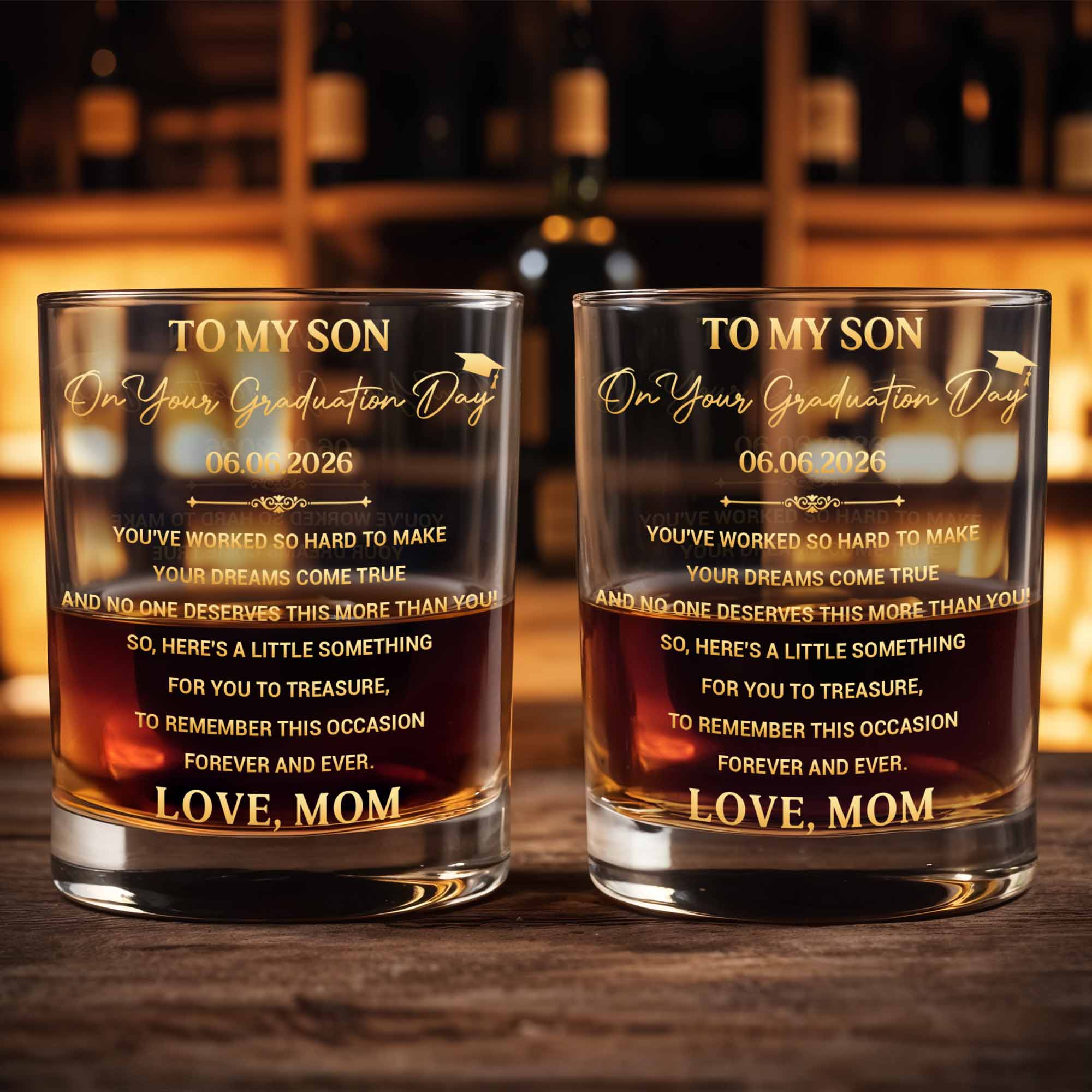 Personalized Whiskey Glass Custom Name Graduation Gift for Son