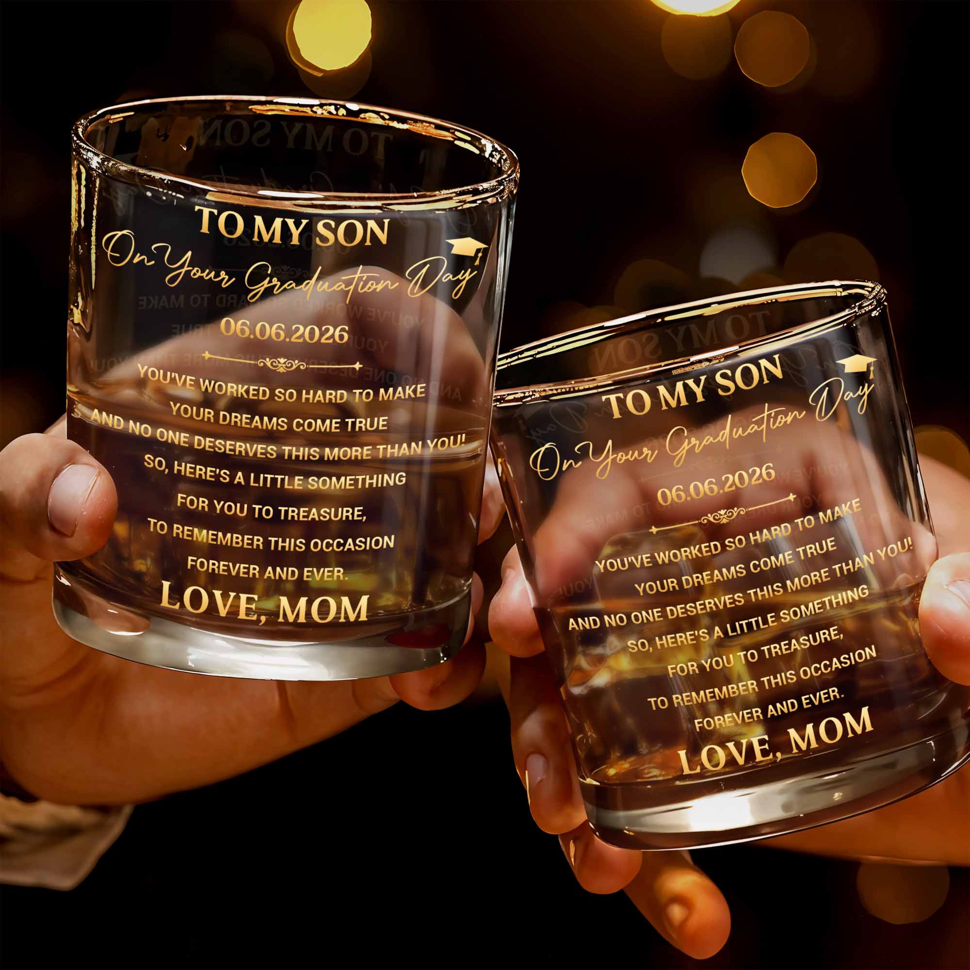 Personalized Whiskey Glass Custom Name Graduation Gift for Son