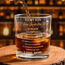 Load image into Gallery viewer, Personalized Whiskey Glass Custom Name Graduation Gift for Son

