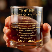 Load image into Gallery viewer, Personalized Whiskey Glass Custom Name Graduation Gift for Son
