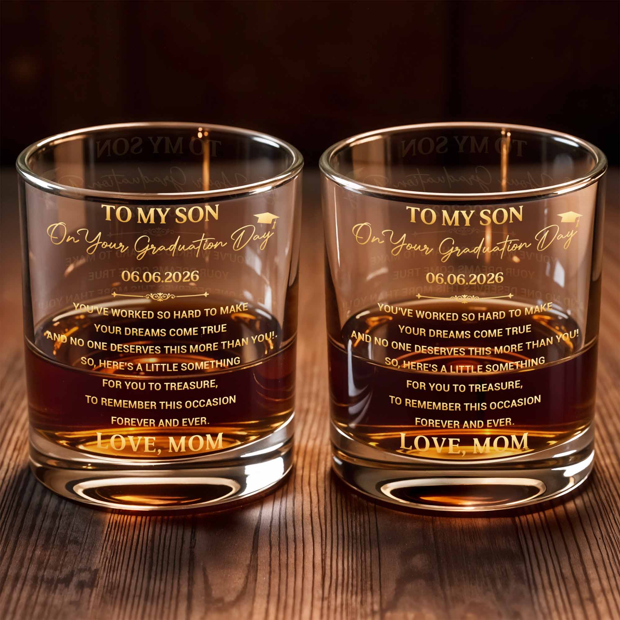 Personalized Whiskey Glass Custom Name Graduation Gift for Son