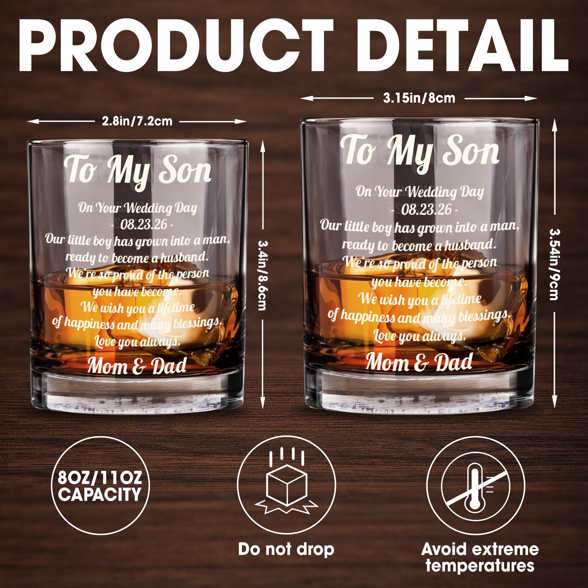 Personalized Custom Whiskey Glass for Son | Ideal Gift for Men