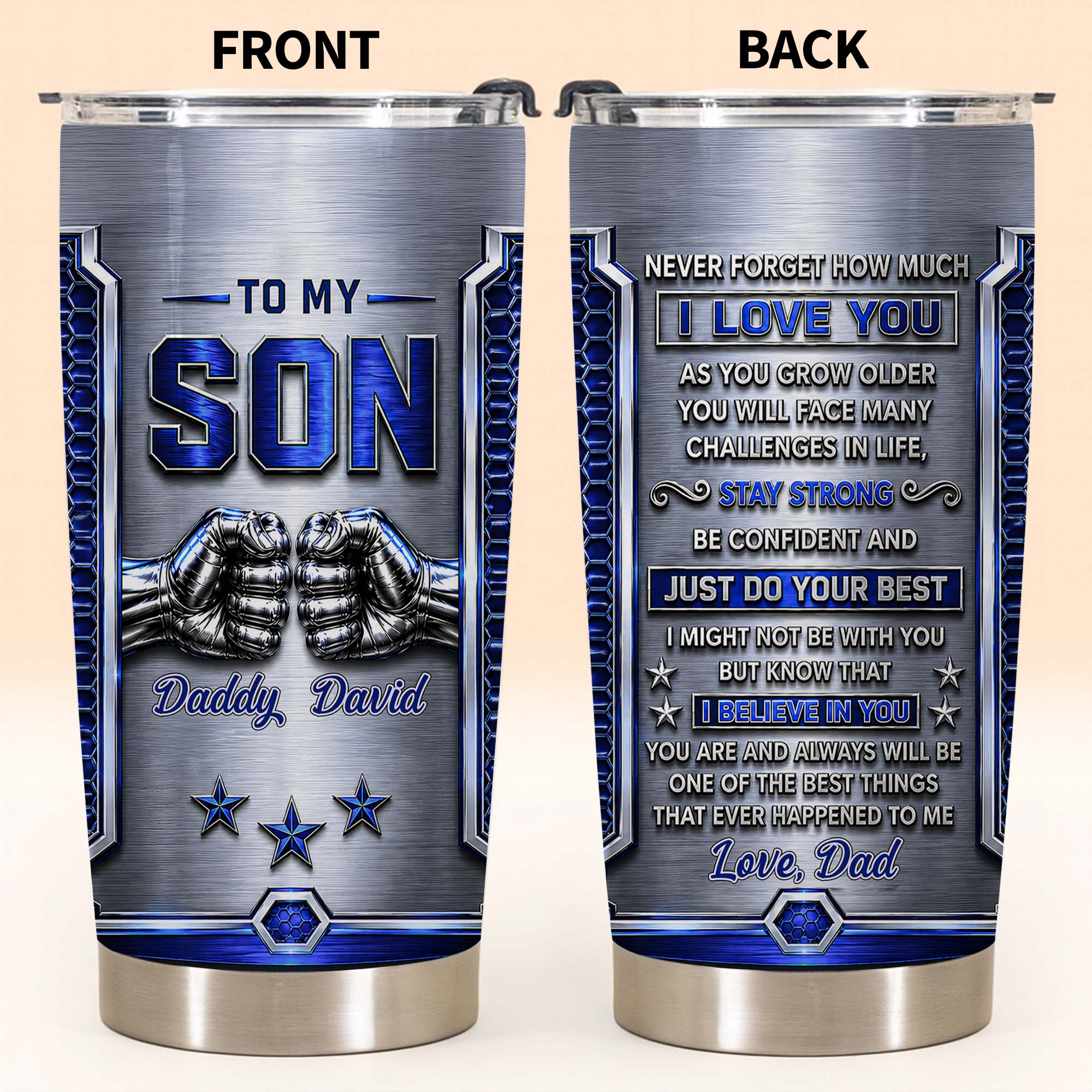 Personalized Stainless Steel Tumbler Custom Gift for Son