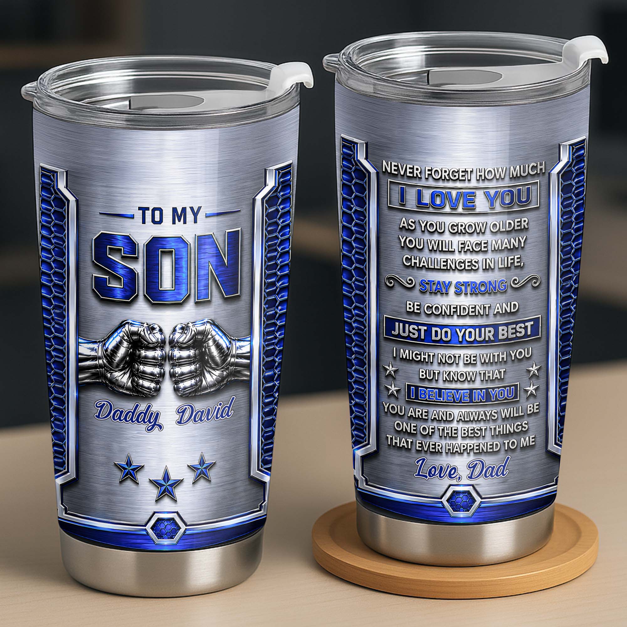 Personalized Stainless Steel Tumbler Custom Gift for Son