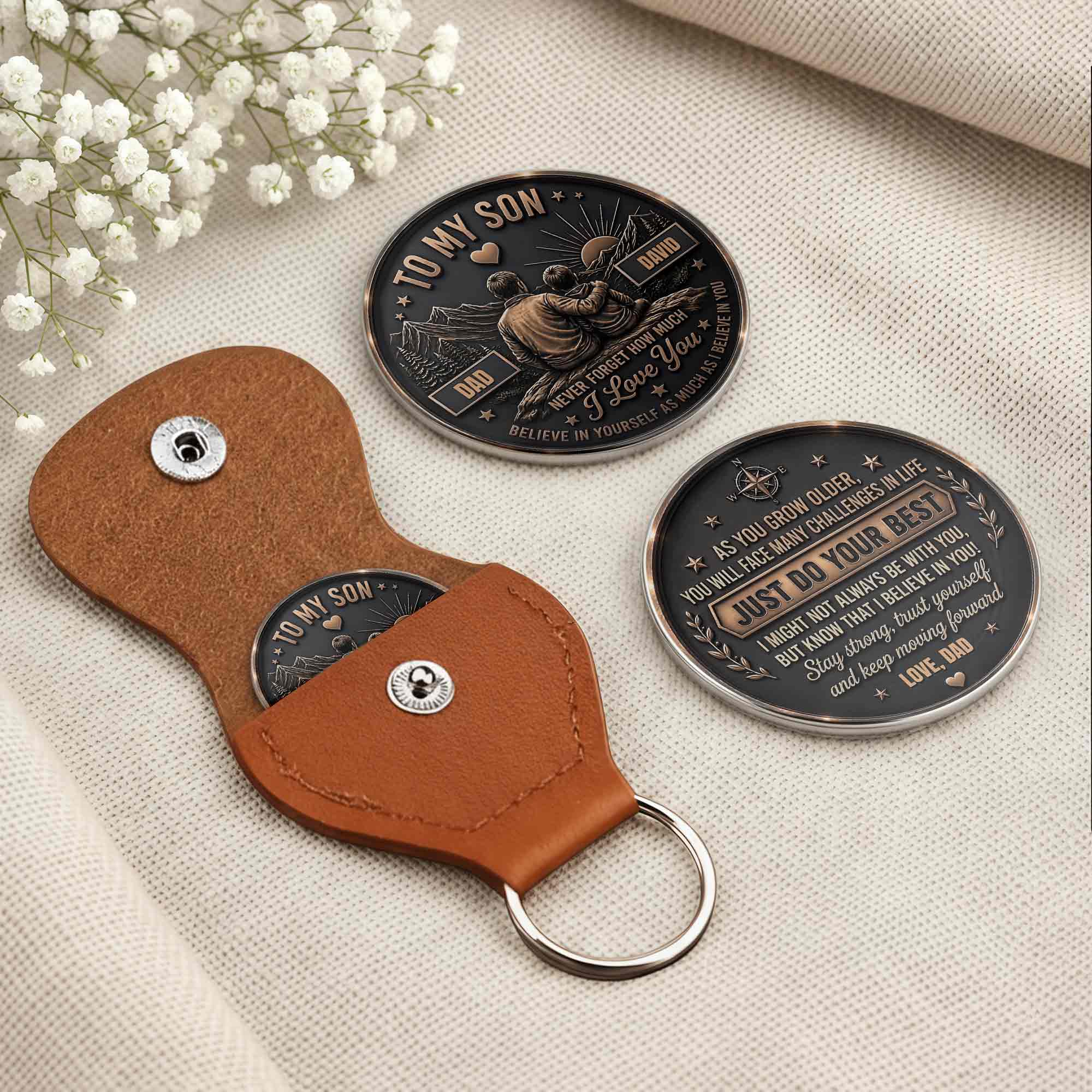 Personalized Pocket Hug Token for Son Custom Message Gift