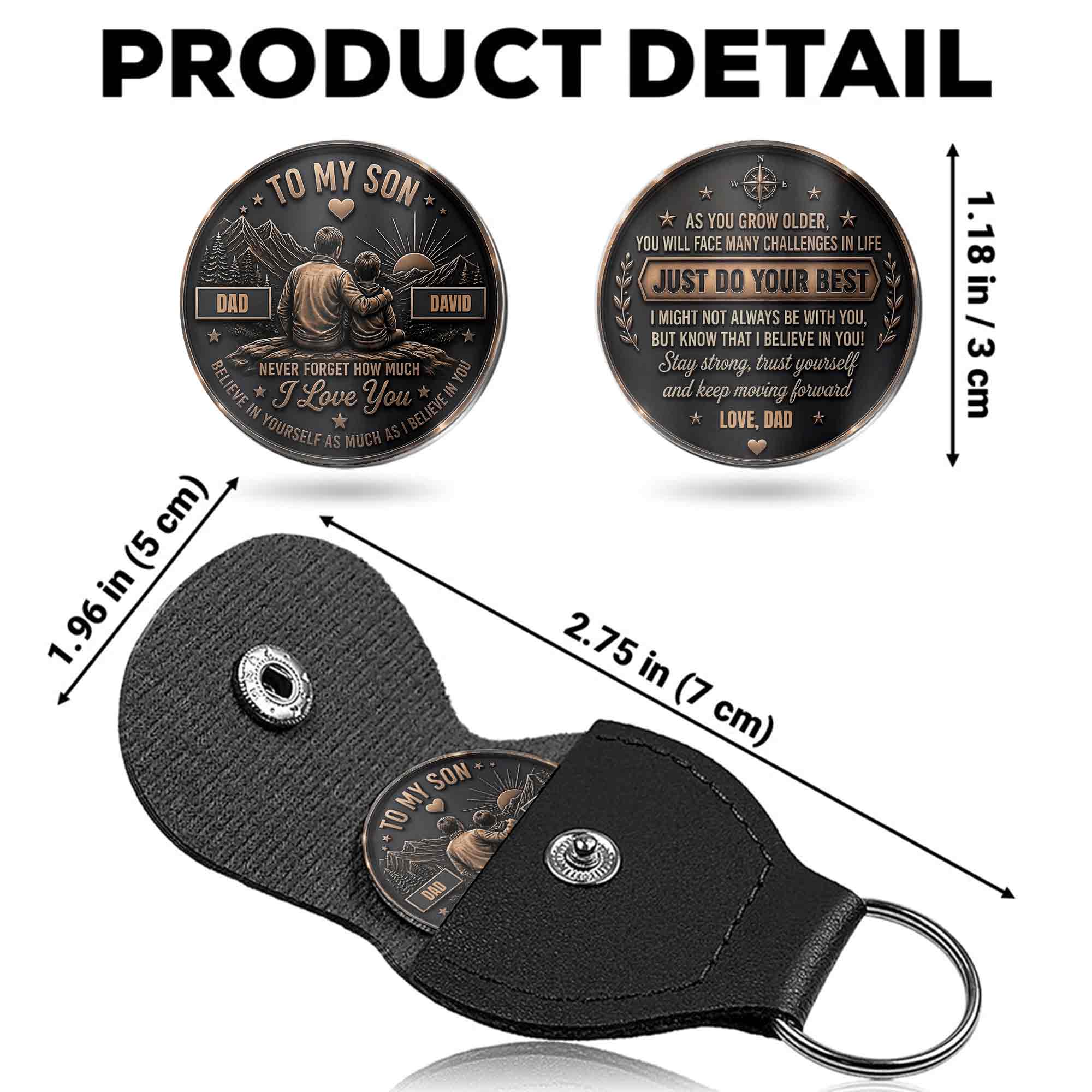 Personalized Pocket Hug Token for Son Custom Message Gift