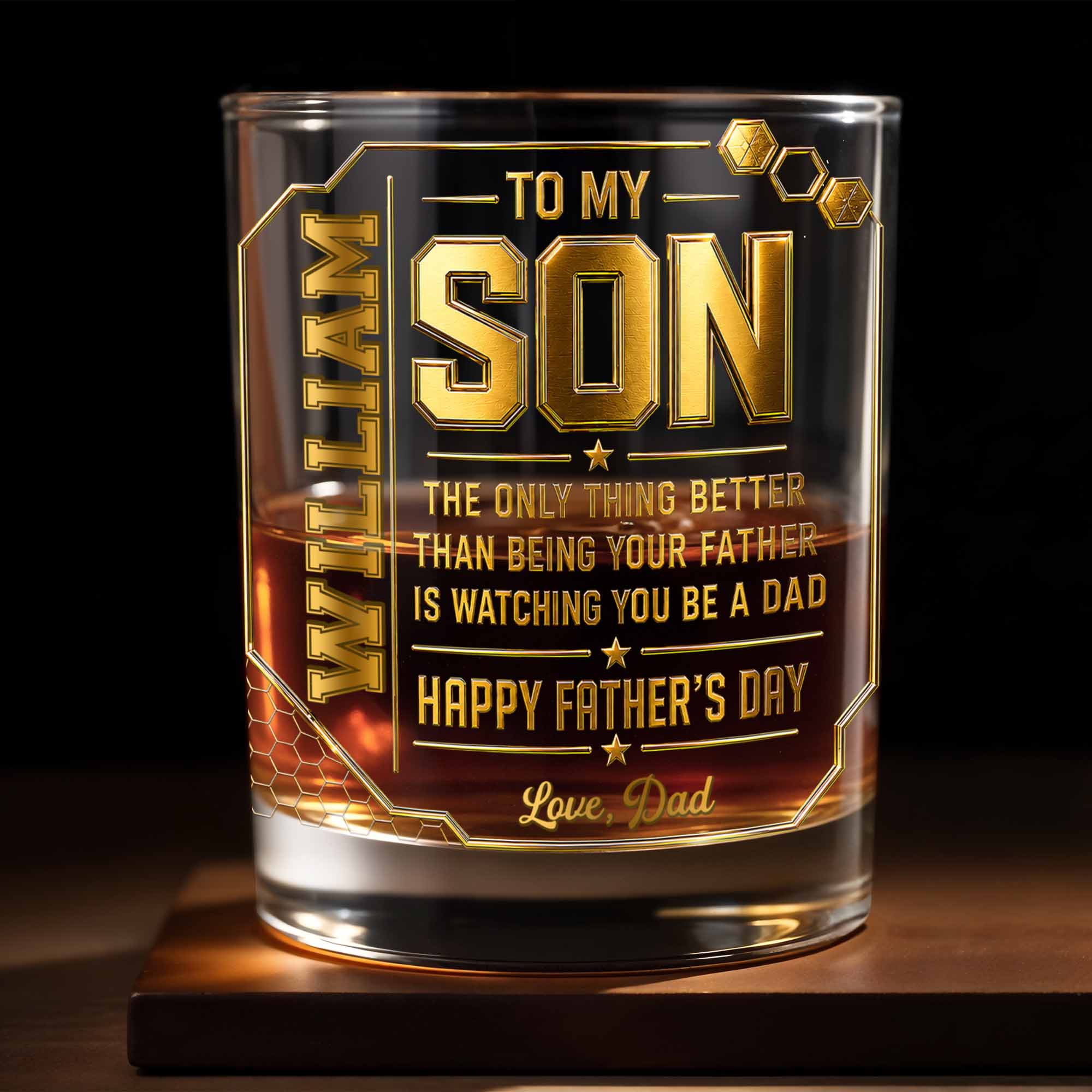 Personalized Whiskey Glass Custom Name Gift for Dad