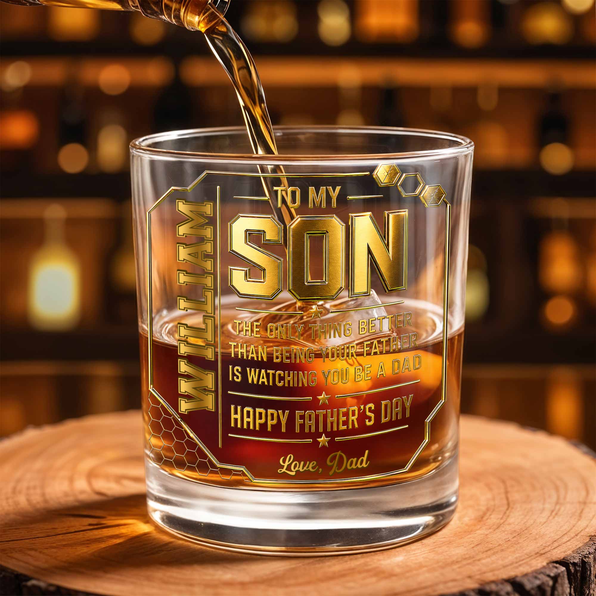 Personalized Whiskey Glass Custom Name Gift for Dad