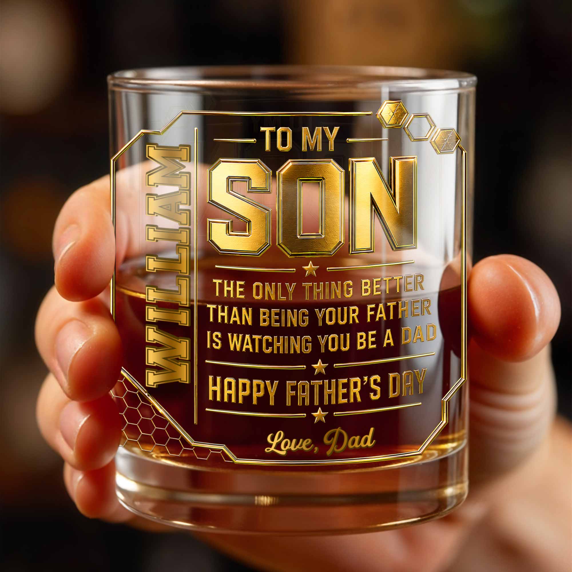 Personalized Whiskey Glass Custom Name Gift for Dad