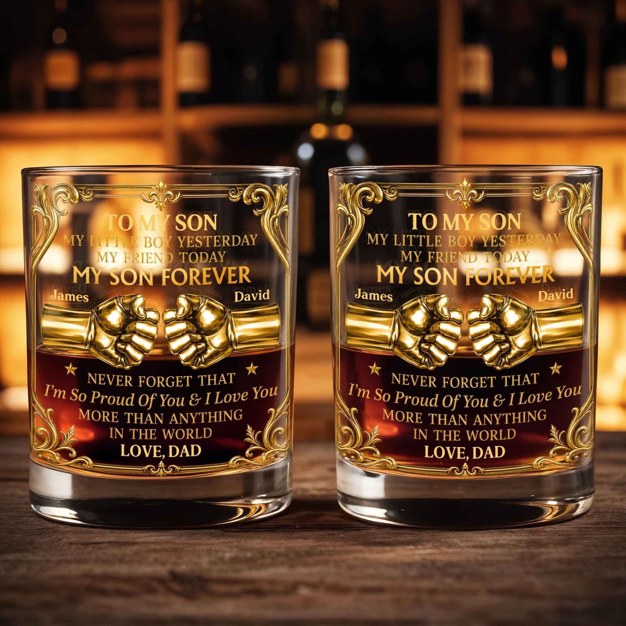 Personalized Custom Whiskey Glass Fist Bump Gift for Son