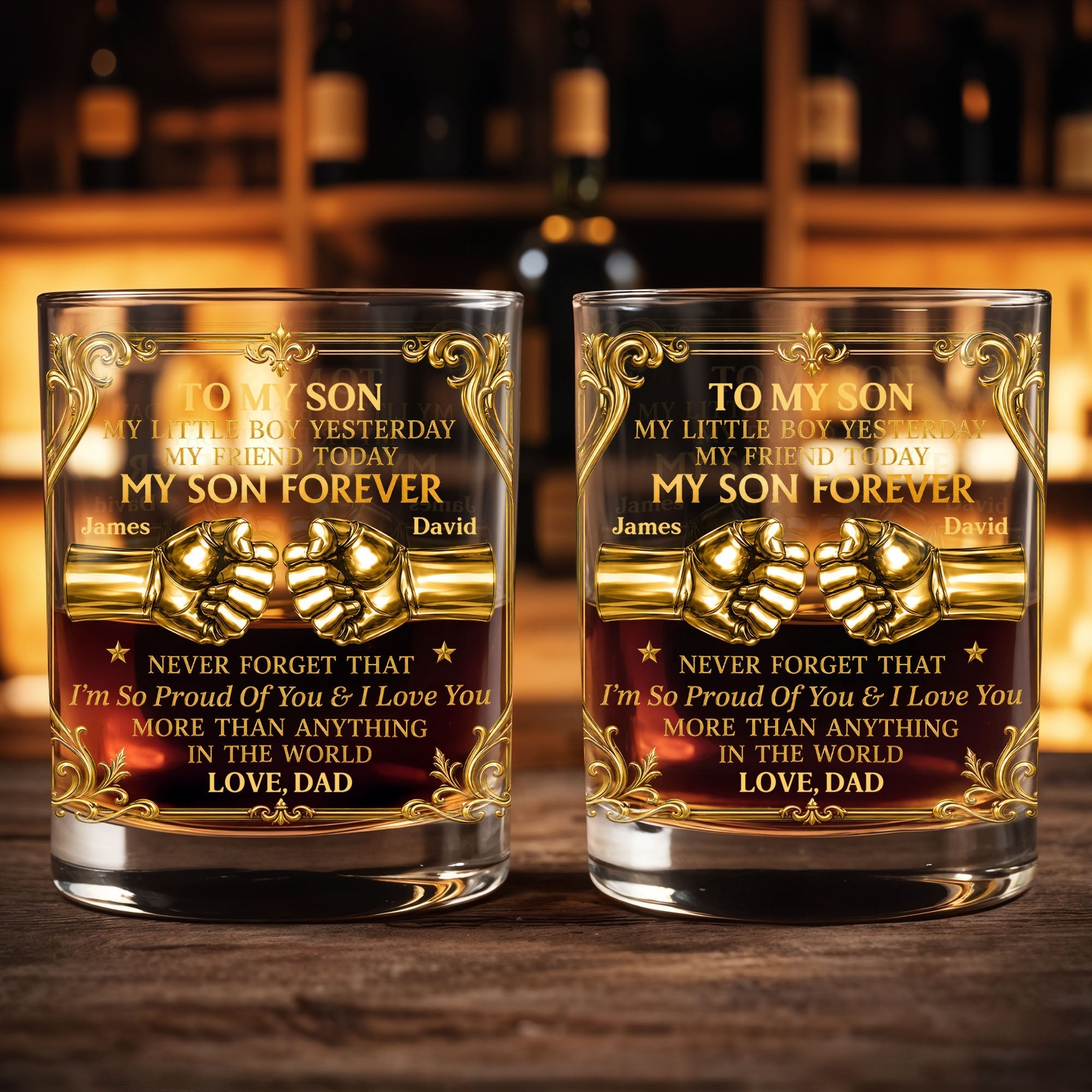 Personalized Custom Whiskey Glass Fist Bump Gift for Son