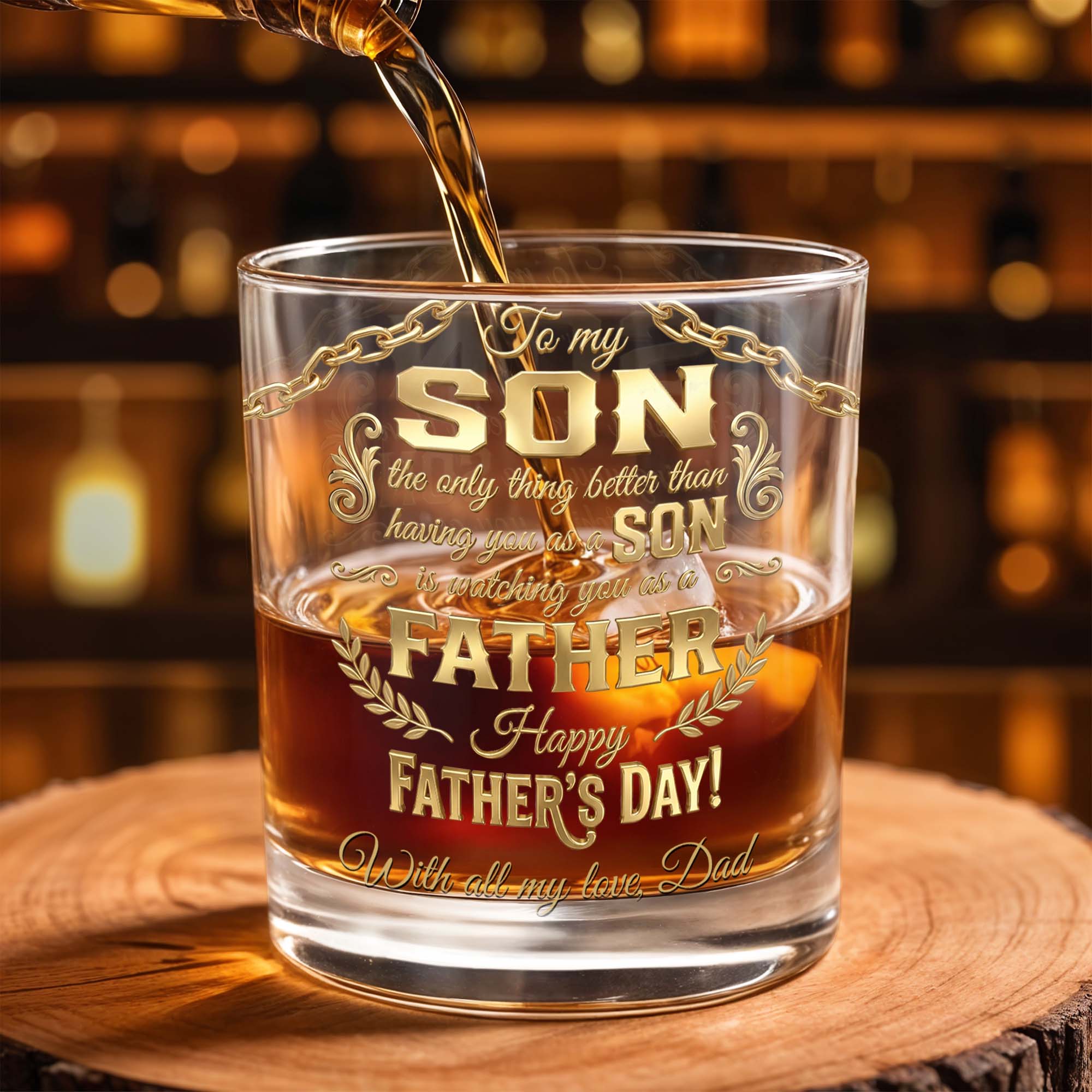Personalized Custom Whiskey Glass Gift for Son | Dad & Family