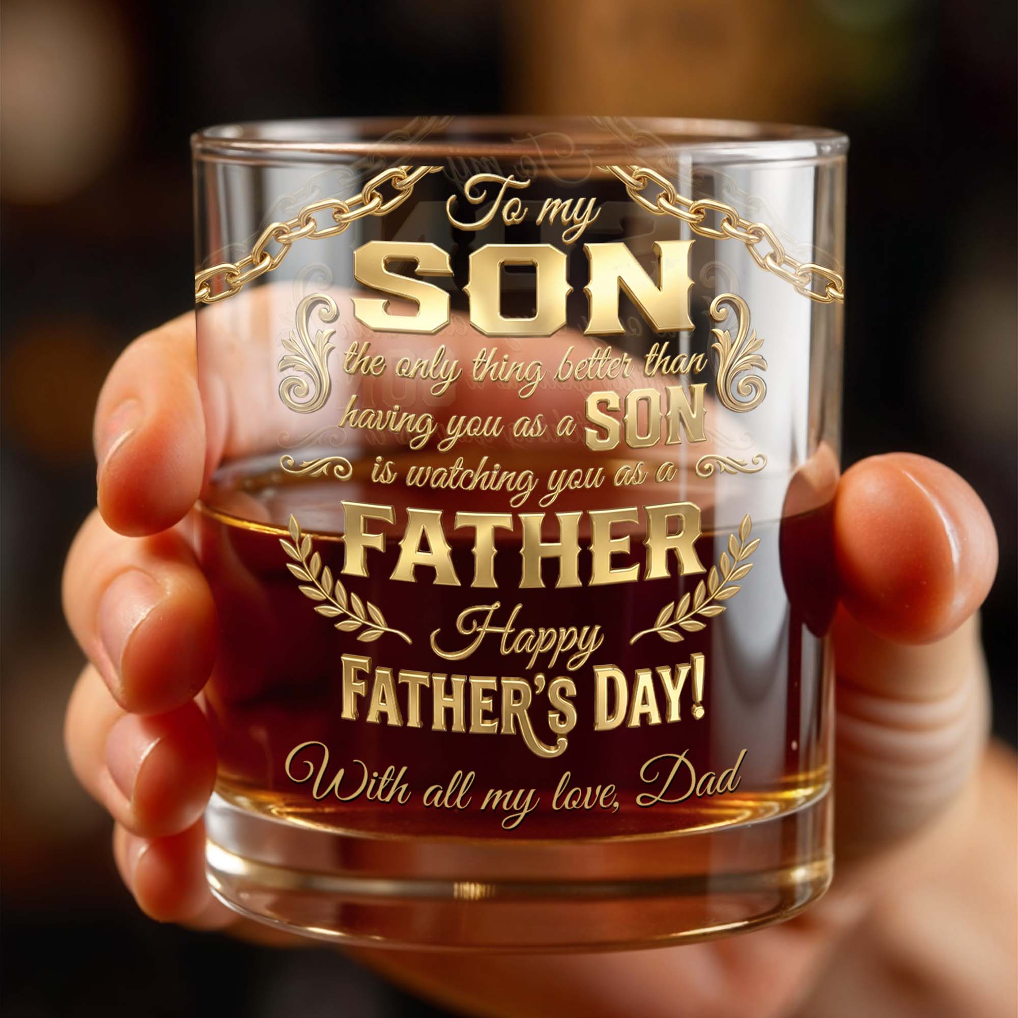 Personalized Custom Whiskey Glass Gift for Son | Dad & Family