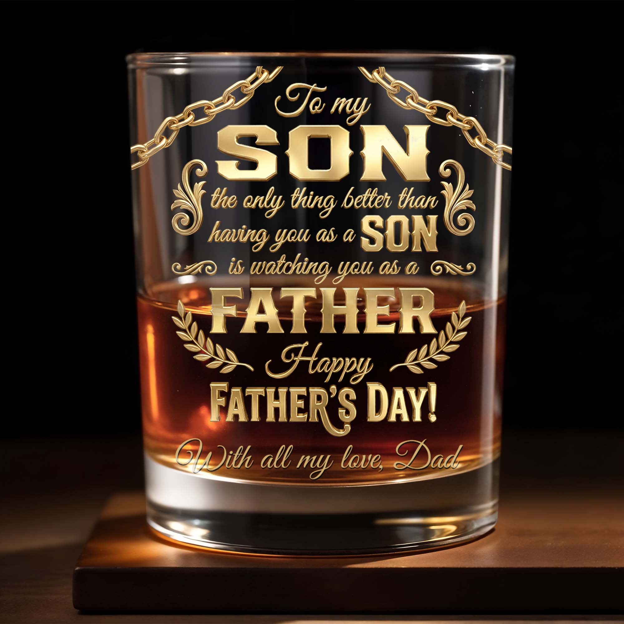 Personalized Custom Whiskey Glass Gift for Son | Dad & Family