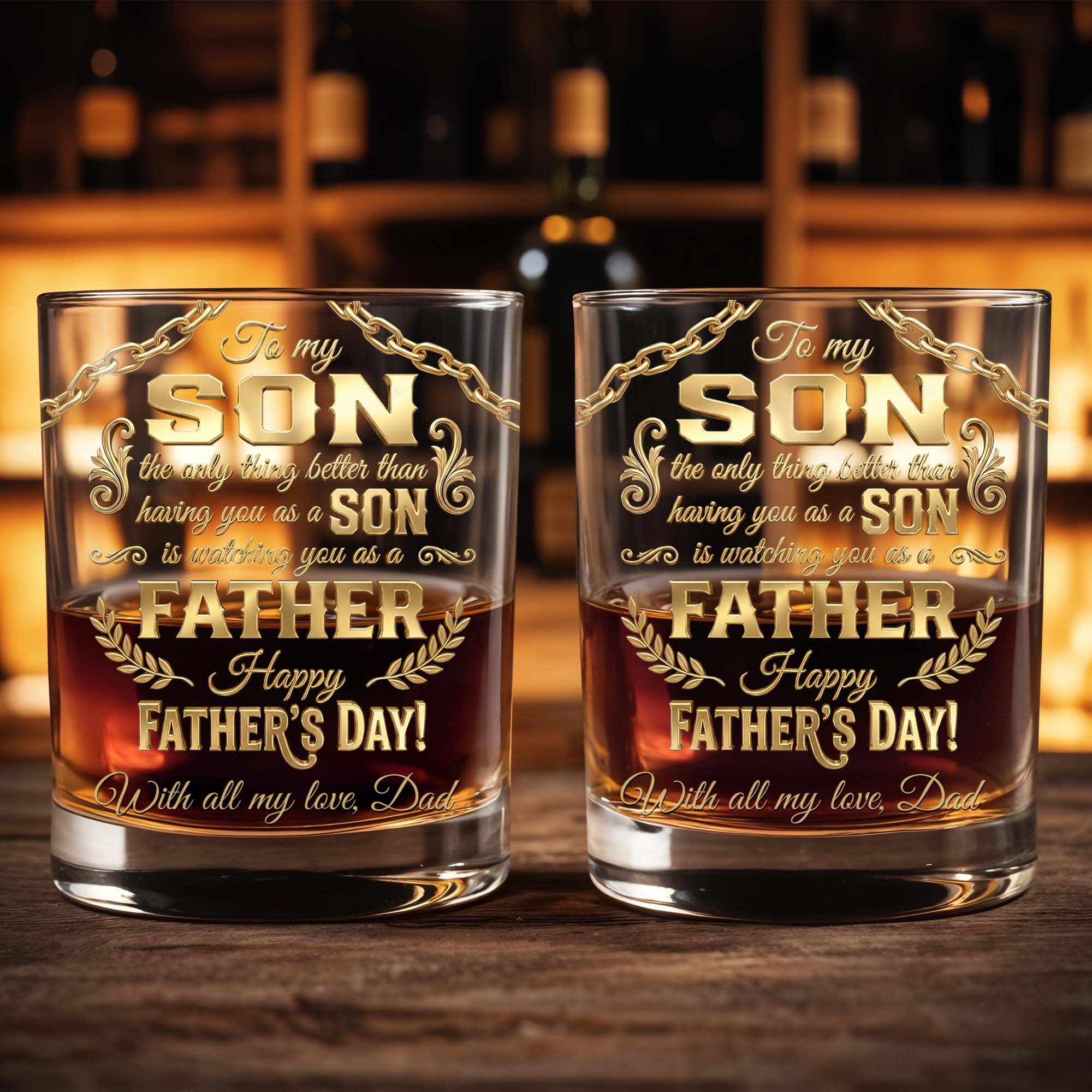 Personalized Custom Whiskey Glass Gift for Son | Dad & Family