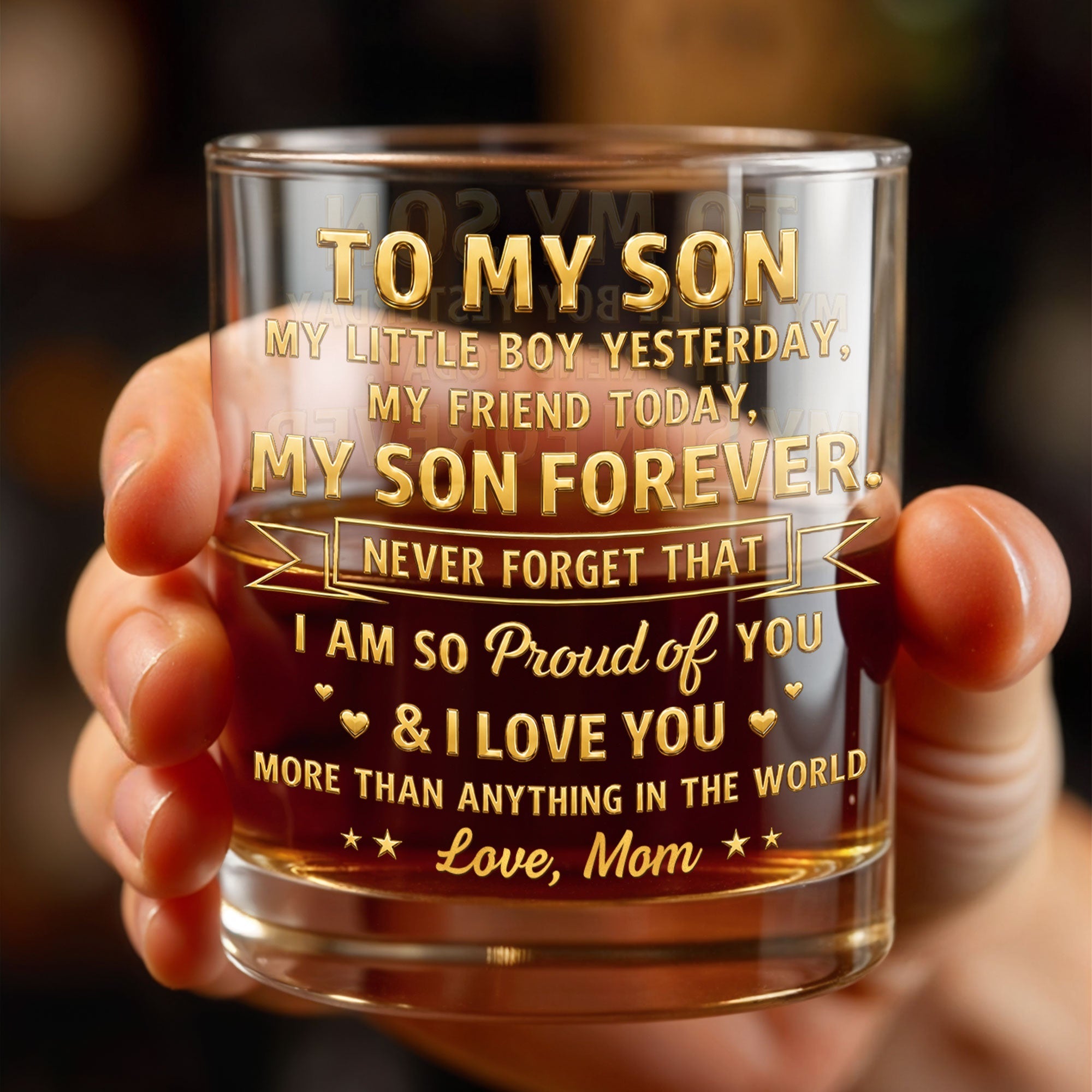 Personalized Whiskey Glass Custom Gift for Son Birthday Christmas