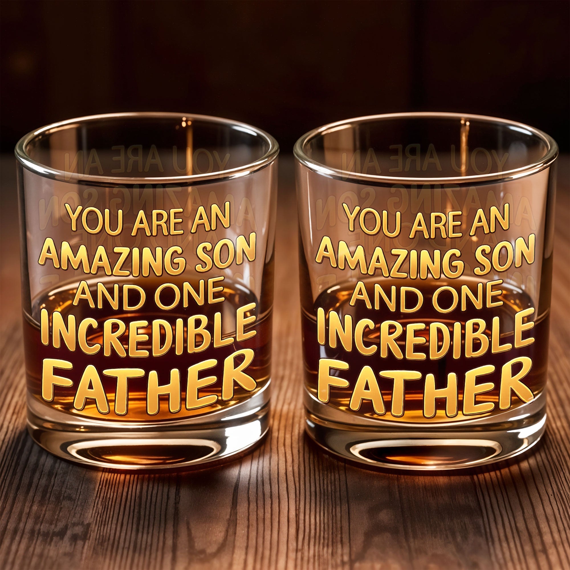 Personalized Custom Whiskey Glass Gift for Dad - 3D Golden Text
